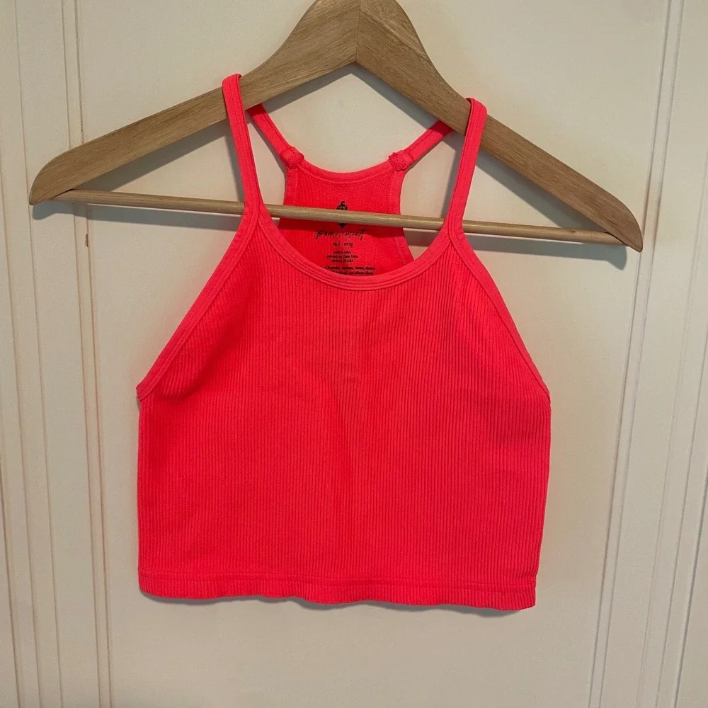Free People Movement Happiness Runs Crop Tank Medium Large Electric Sunset Neon - Picture 5 of 7